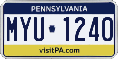 PA license plate MYU1240