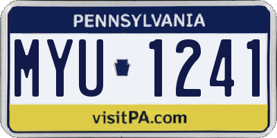 PA license plate MYU1241