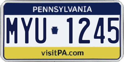 PA license plate MYU1245