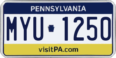 PA license plate MYU1250
