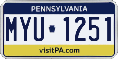 PA license plate MYU1251