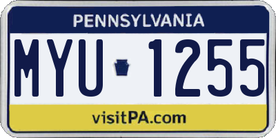 PA license plate MYU1255
