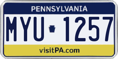 PA license plate MYU1257
