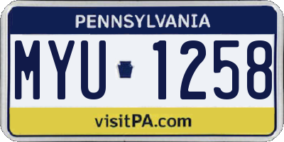 PA license plate MYU1258