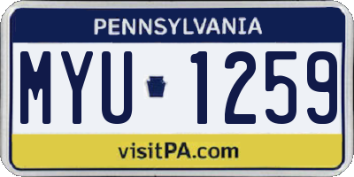 PA license plate MYU1259