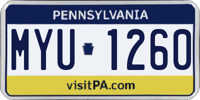 PA license plate MYU1260