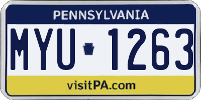 PA license plate MYU1263