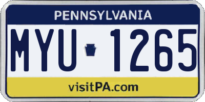 PA license plate MYU1265