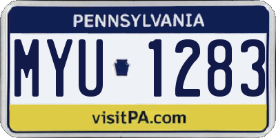 PA license plate MYU1283