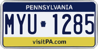 PA license plate MYU1285