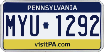 PA license plate MYU1292