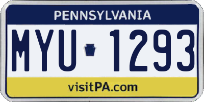 PA license plate MYU1293