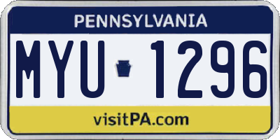 PA license plate MYU1296