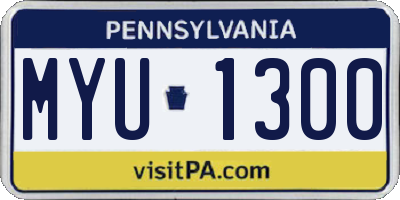 PA license plate MYU1300