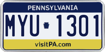 PA license plate MYU1301