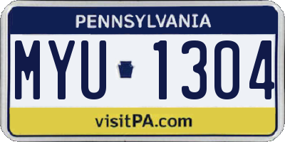PA license plate MYU1304