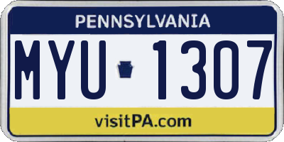 PA license plate MYU1307