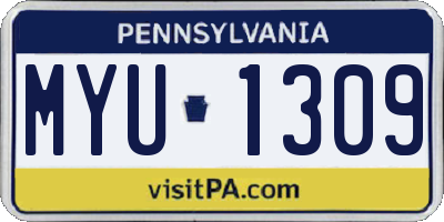 PA license plate MYU1309