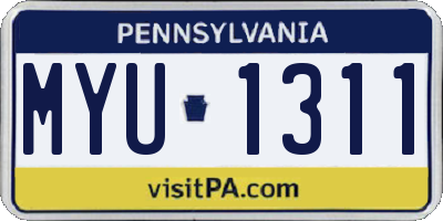 PA license plate MYU1311