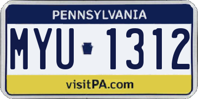 PA license plate MYU1312