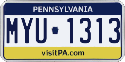 PA license plate MYU1313