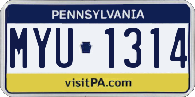 PA license plate MYU1314