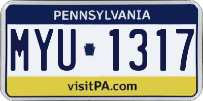 PA license plate MYU1317