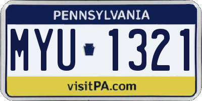 PA license plate MYU1321