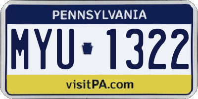 PA license plate MYU1322