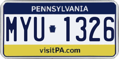PA license plate MYU1326