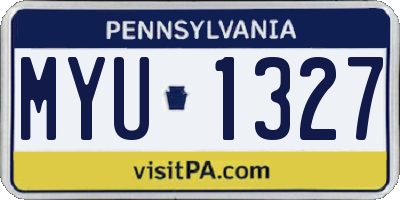 PA license plate MYU1327