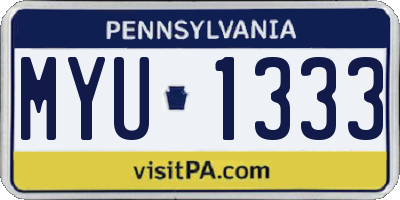 PA license plate MYU1333