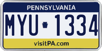 PA license plate MYU1334