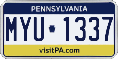 PA license plate MYU1337