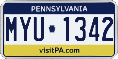 PA license plate MYU1342