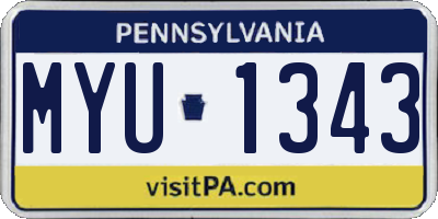 PA license plate MYU1343