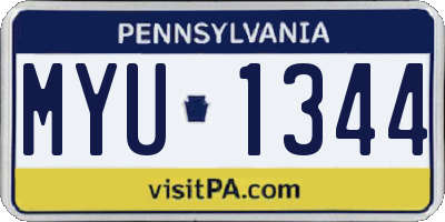 PA license plate MYU1344