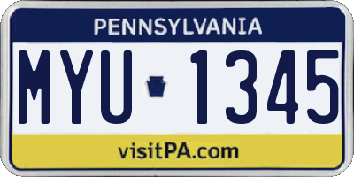 PA license plate MYU1345