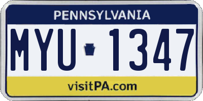PA license plate MYU1347