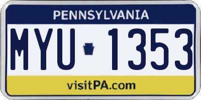 PA license plate MYU1353