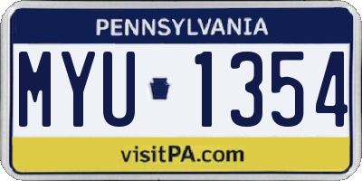 PA license plate MYU1354