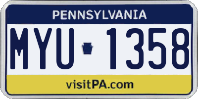 PA license plate MYU1358