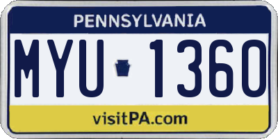 PA license plate MYU1360
