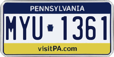 PA license plate MYU1361