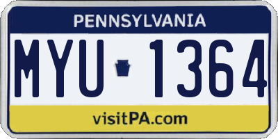 PA license plate MYU1364