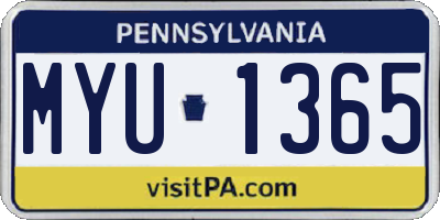 PA license plate MYU1365