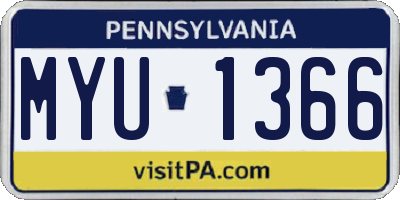 PA license plate MYU1366