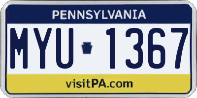 PA license plate MYU1367
