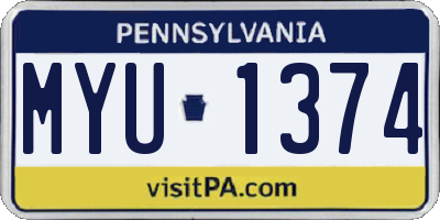 PA license plate MYU1374