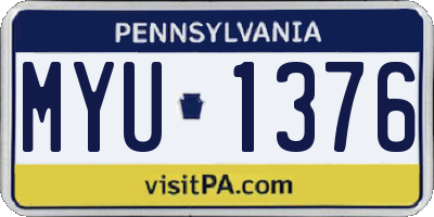 PA license plate MYU1376
